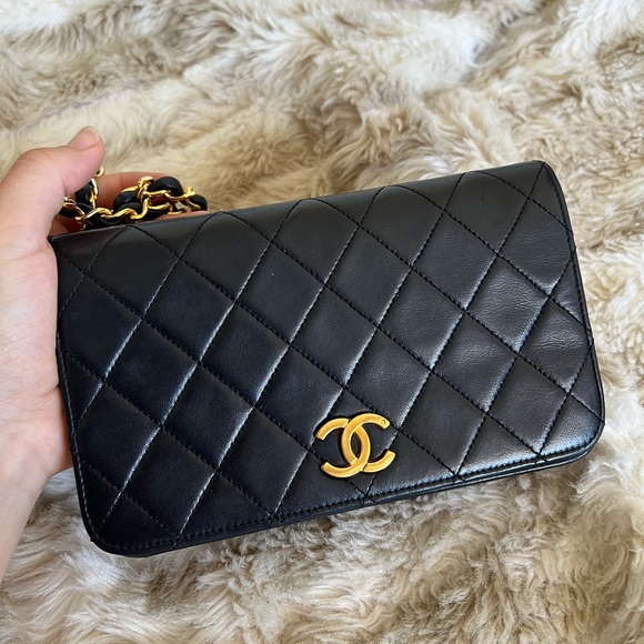 Vtg Chanel Lambskin quilted Single Flap bag
